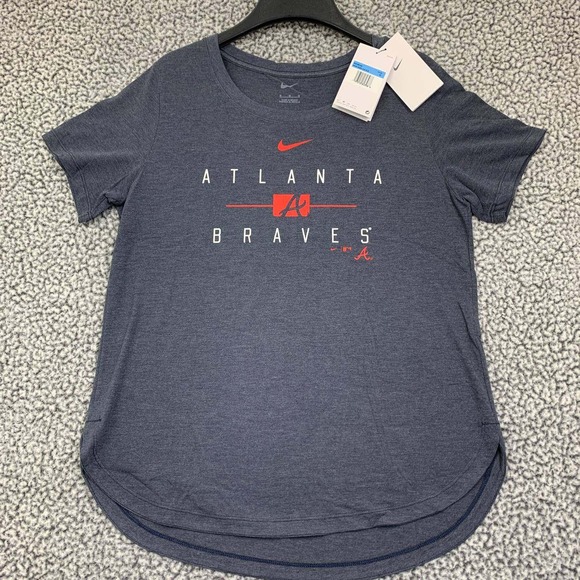 Nike Tops - Atlanta Braves Shirt Women Medium Gray‎ Nike Short Sleeve Crew Neck New M